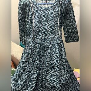 Stylish Blue Zigzag Dress
